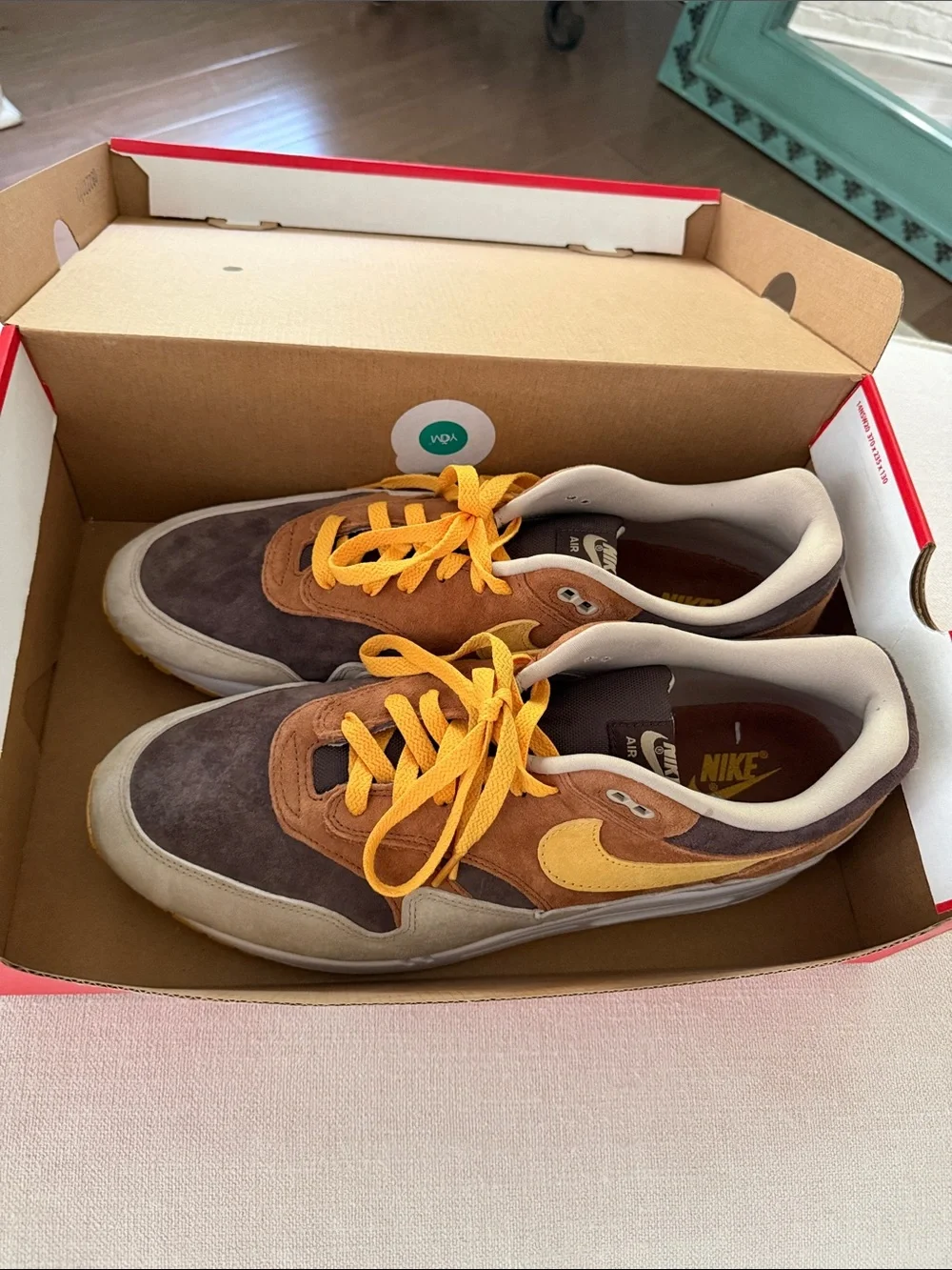 Nike Men's Suede Low-Top Sneakers in Brown and Yellow
